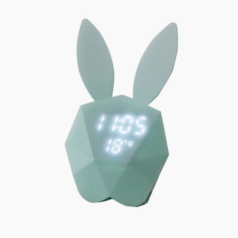 Cute Bunny LED Light Thermometer Wall Clock