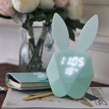 Cute Bunny LED Light Thermometer Wall Clock