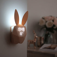 Cute Bunny LED Light Thermometer Wall Clock